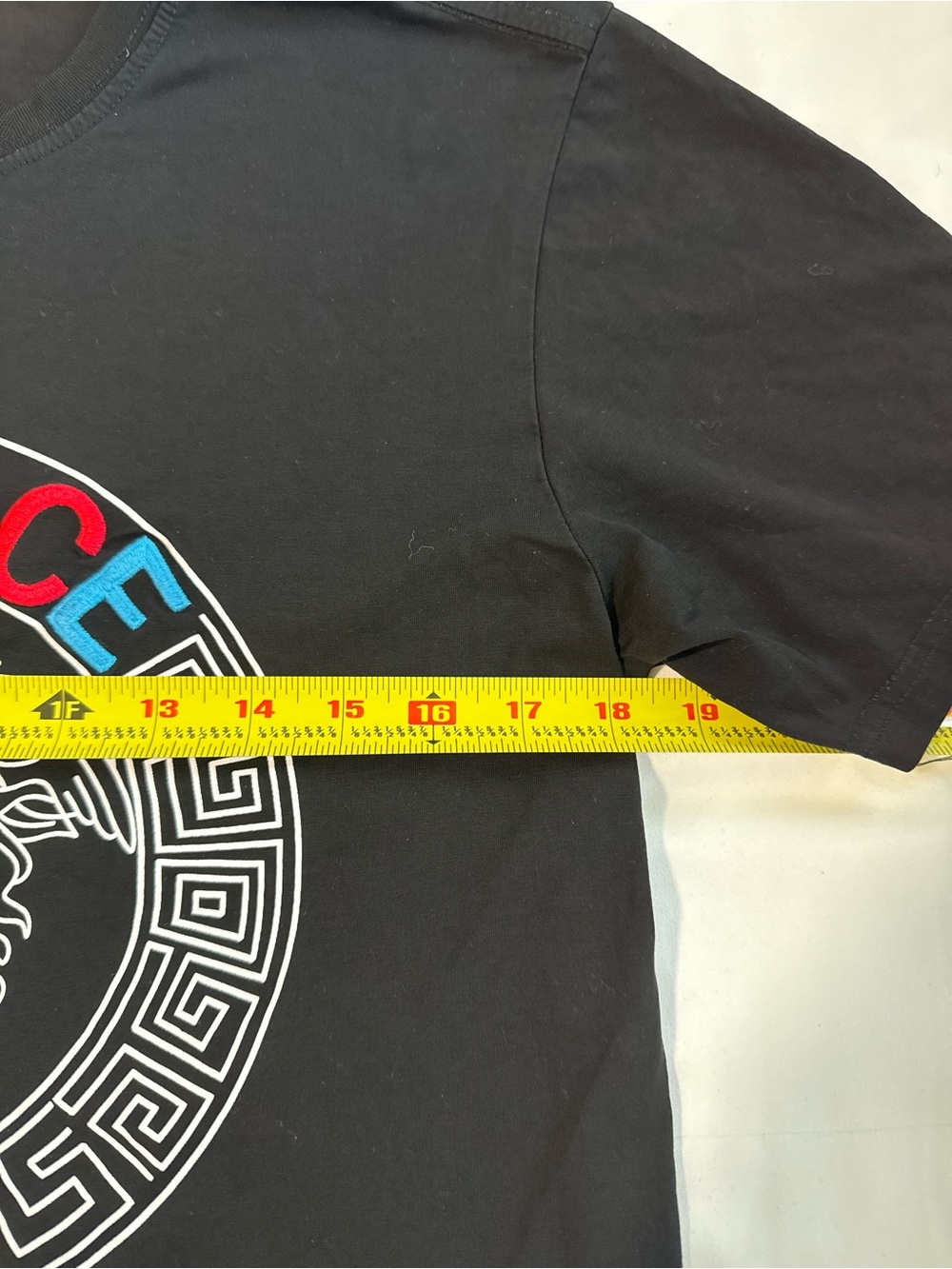 Versace Black Tee with Multicolor Logo - Picture 5 of 7